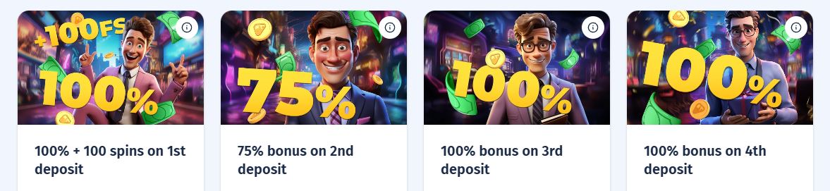 Claim all available deposit bonuses and free spins on the promotions page