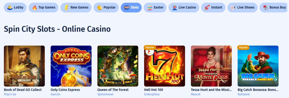 Play hundreds of popular slots with real money at the casino lobby